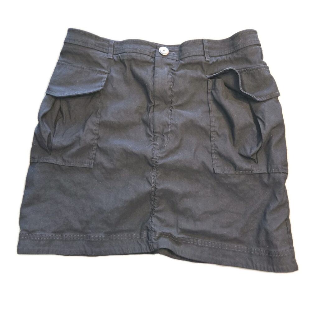 Maeve Anthropologie Women Cargo Straight Skirt Cotton Black Zip Solid Size XL